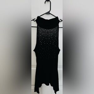 Perseption Concept Womens Size Large Black With Rhinestones Flowy Top